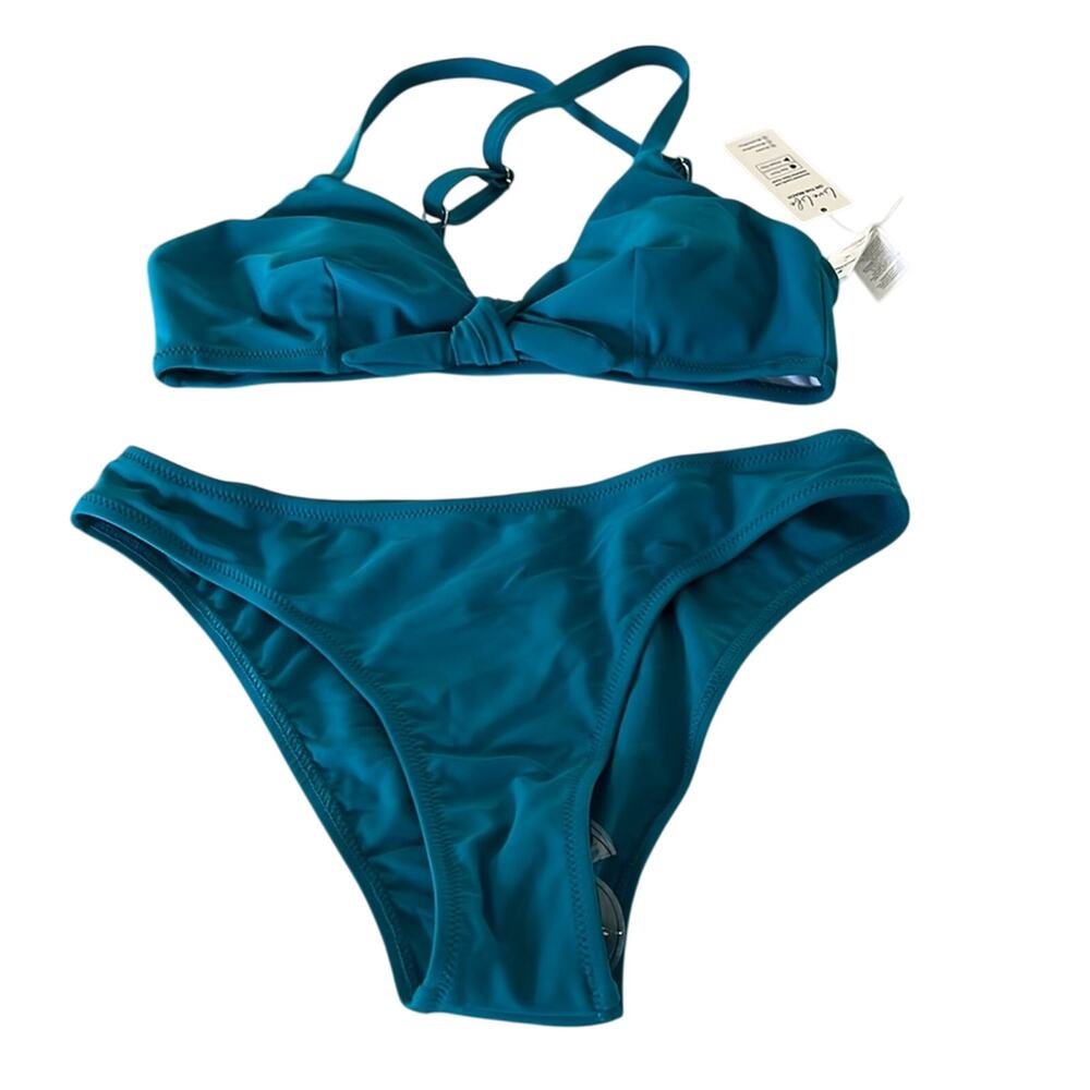Cupshe M Teal Blue 2 piece Bikini NWT
